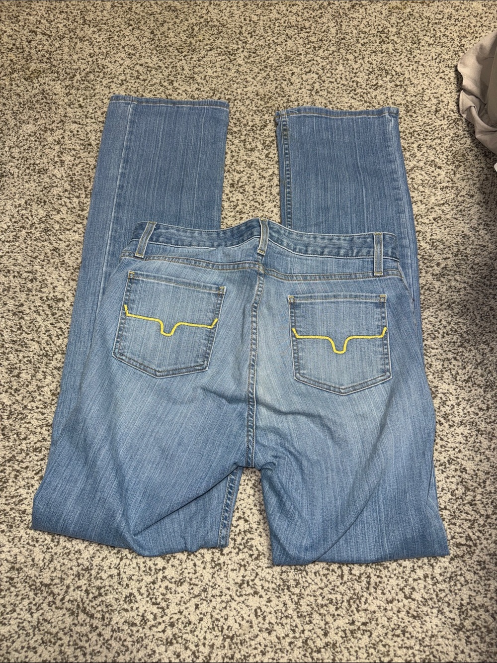 Kimes Ranch Light Blue Straight Men's Jeans with Yellow Stitching